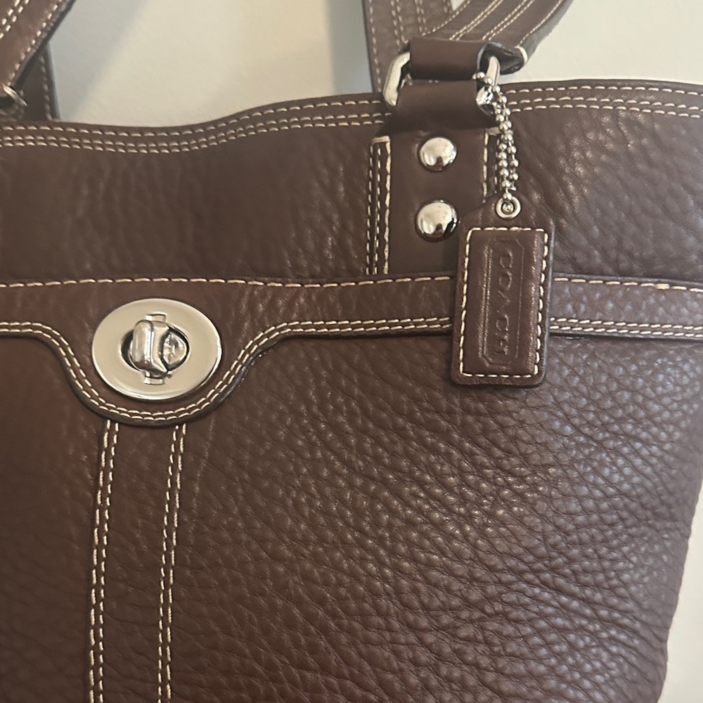 Coach Dark Brown Leather Tote Bag - Picture 3 of 11